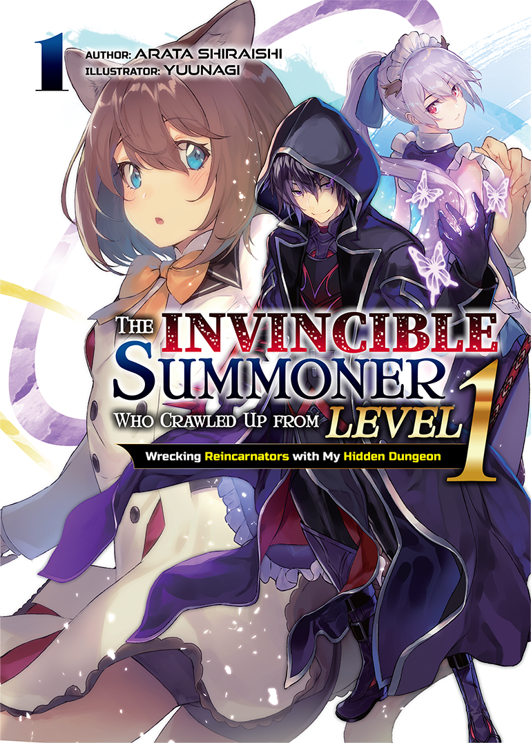 The Invincible Summoner Who Crawled Up from Level 1: Wrecking Reincarnators with My Hidden Dungeon title art + cover layout